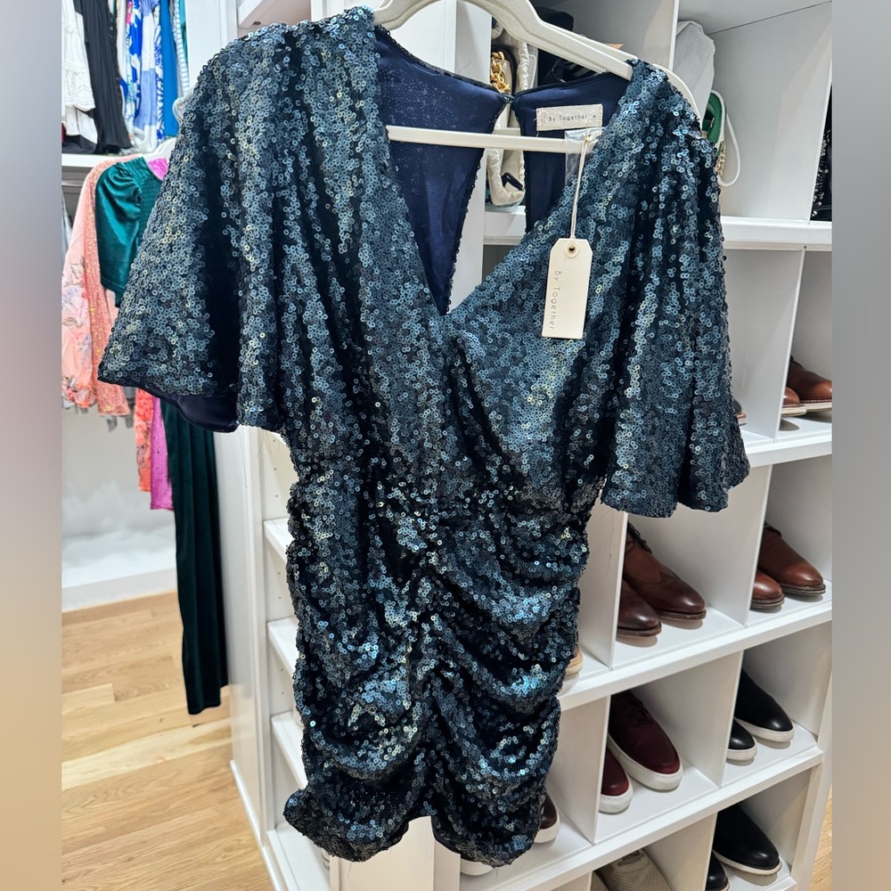 Blue sequin dress